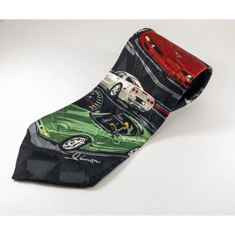 Vtg 1994 Ralph Marlin Corvette II Silk Tie Dennis Simon Automotive Chevy C5 C4
